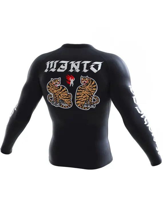Manto Tigers Long Sleeve Rash Guard on a white background