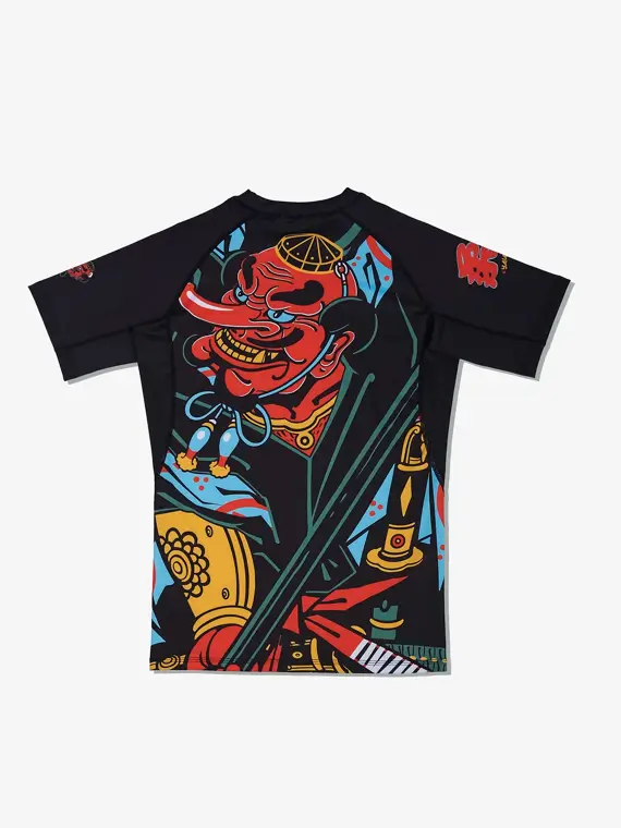 Martial artist wearing Manto Tengu Rash Guard