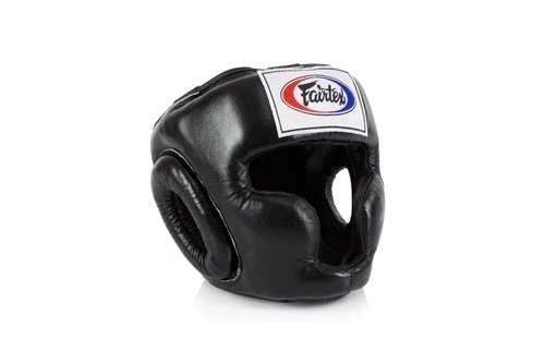 Person wearing Fairtex HG3 Head Guard protection gear