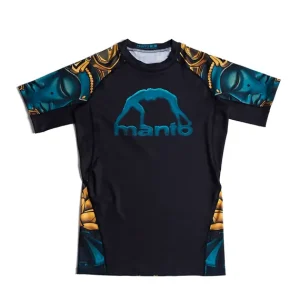 Manto Big Buddha Rash Guard in a blue color with Buddha's image visible