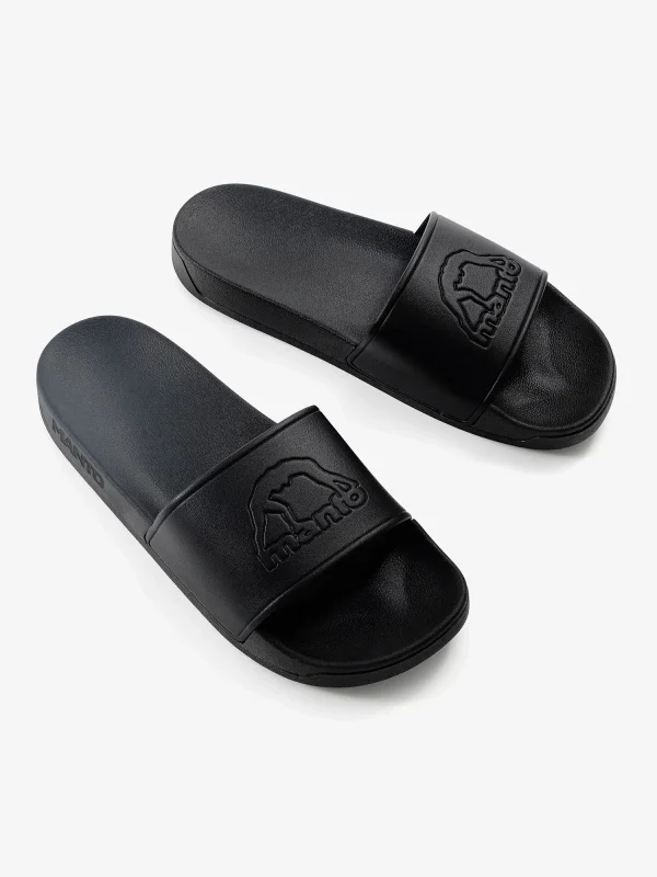 Pair of Manto Blackout Logo Slides on white background
