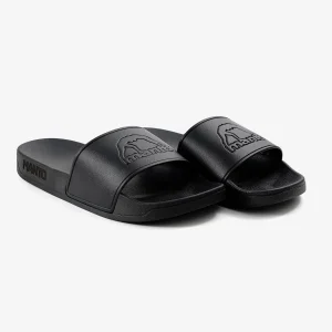Pair of Manto Blackout Logo Slides on a neutral background