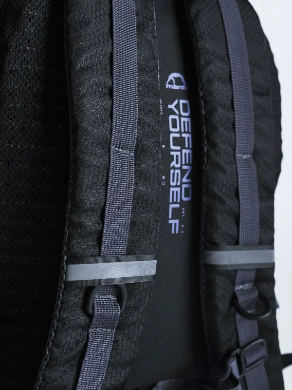 Black Manto Cross backpack with Silver circle logo