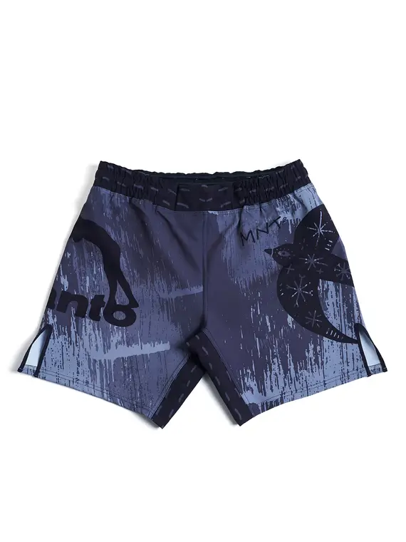 Manto Livings Fight Shorts Product Image A pair of Manto Livings Fight Shorts on a white background