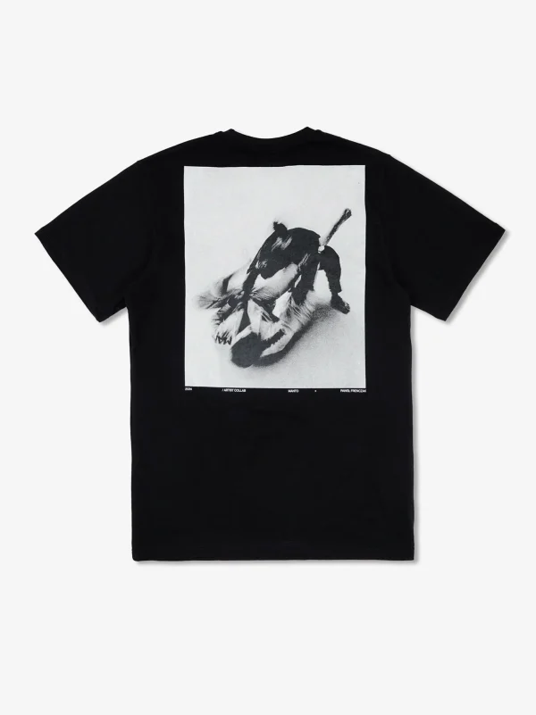 Manto Motion T Shirt Black White 2 Man wearing navy Manto Motion T-Shirt