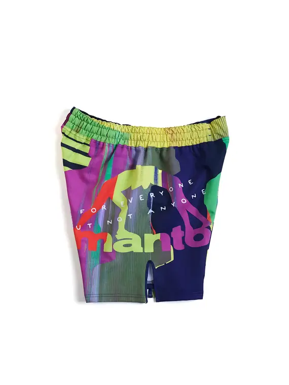 Neon coloured Manto Abstract Fight Shorts on a white background