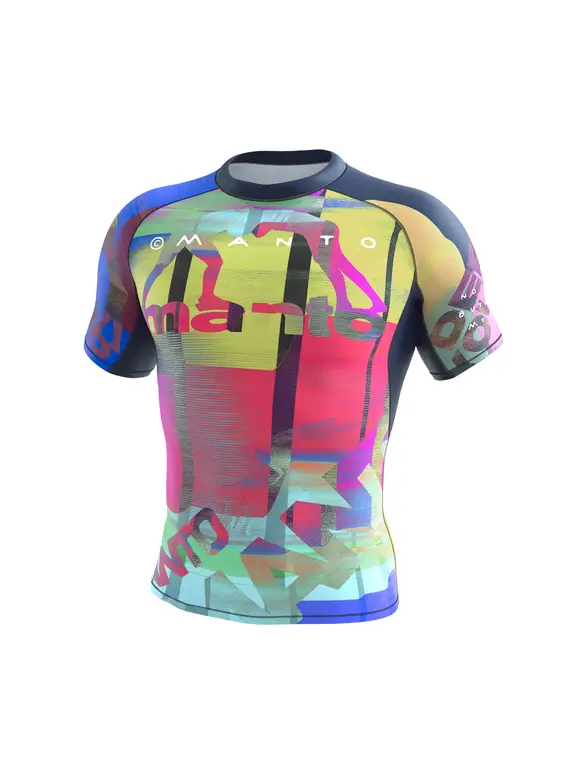 A Manto neon abstract rashguard displayed on a clean background.