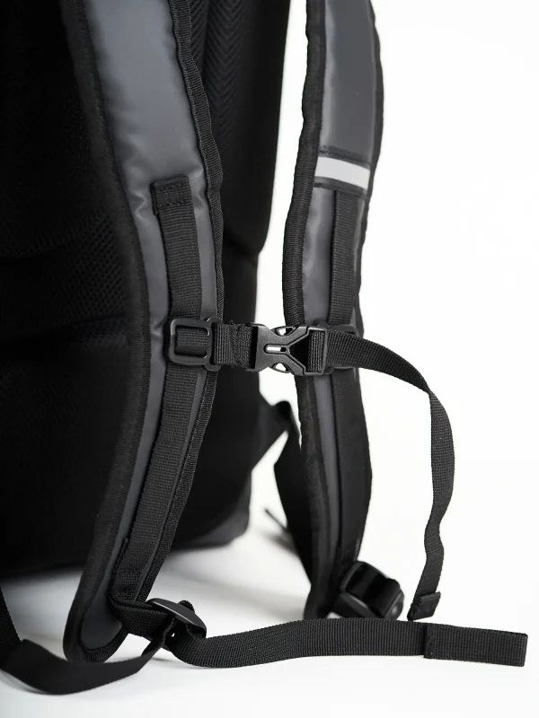 Manto New York Roll Top Backpack Black 2 Manto New York Roll Top Backpack in urban environment