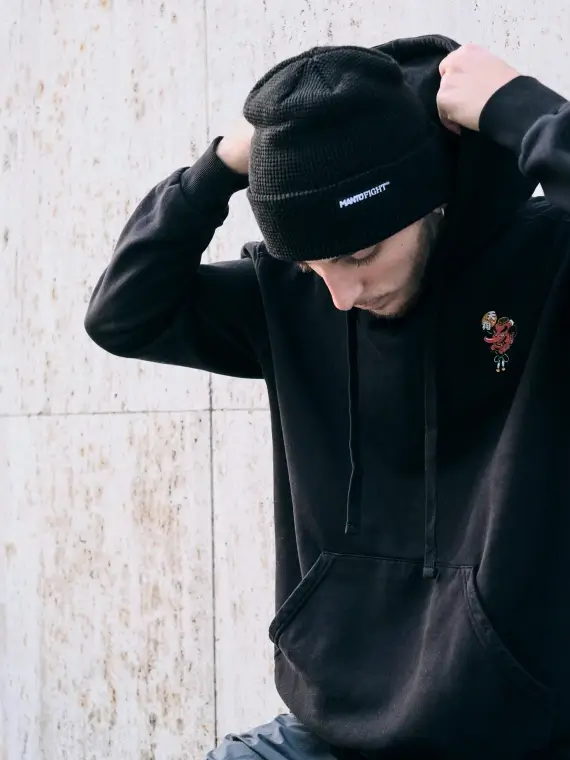 Stylish Manto Represent Beanie in black color