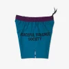 Manto Society Fight Shorts on a white background