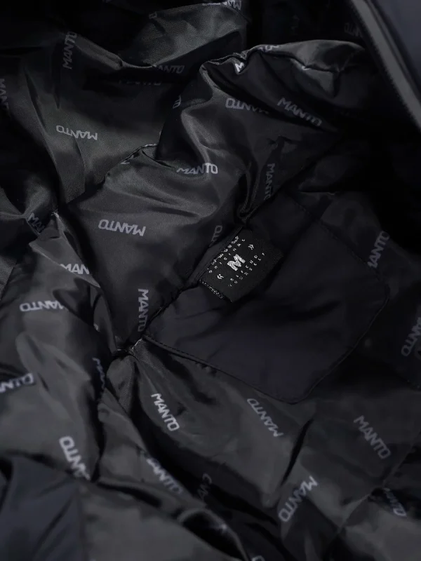 Trendy Manto Society Puffer Jacket in sleek black