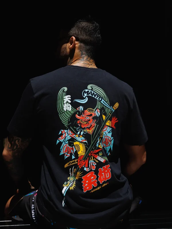 Graphic print of Manto Tengu on a T-shirt