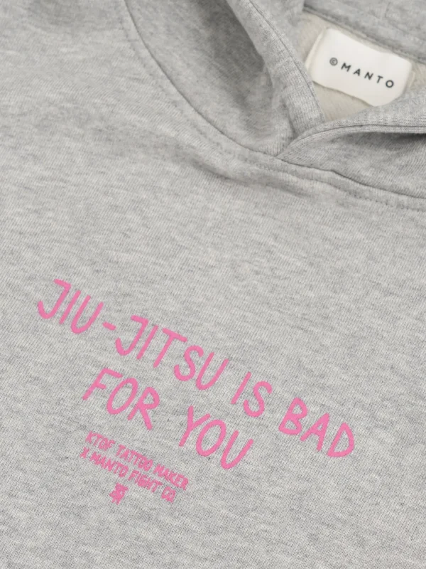 Manto X Ktof Balaclava Oversize Hoodie Heather Grey Pink 3 Manto x KTOF Balaclava Oversize Hoodie in a casual setting