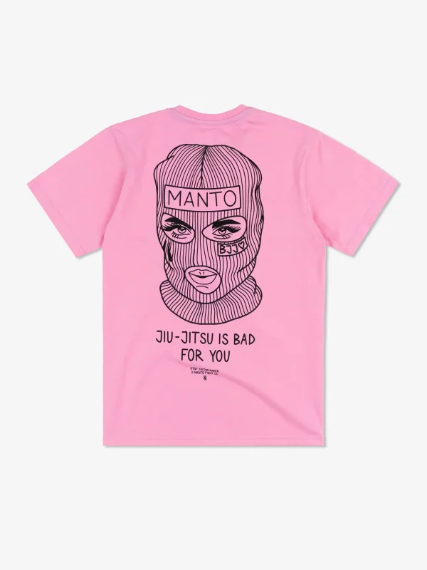 Black Manto x KTOF Balaclava T-Shirt on white background