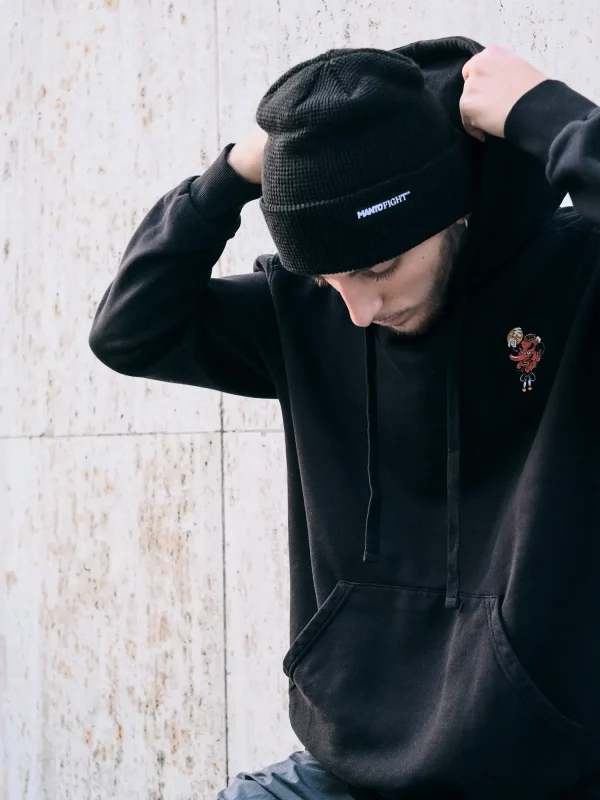 Man wearing Manto x Yauhen Abu Tengu Hoodie