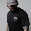Manto Xero Muay Thai T Shirt Black White 5 Man wearing a Manto Xero Muay Thai T-Shirt