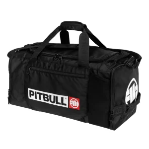 Black and red Pitbull Hilltop Fight Training Sports Bag on a white background.