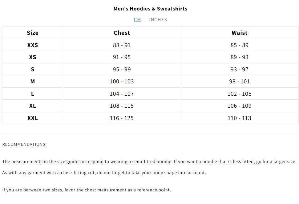 Size chart