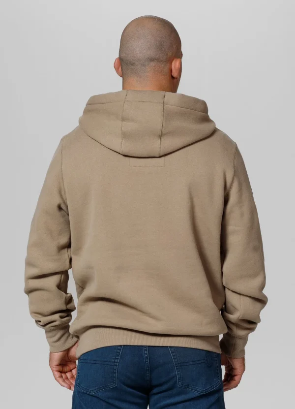 Pitbull Mens Sherwood Hoodie Beige 3 Man wearing a Pitbull Men's Sherwood Hoodie in a casual setting.