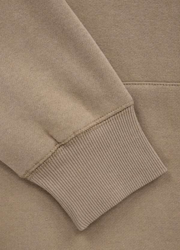 Pitbull Mens Sherwood Hoodie Beige 6 Man wearing Pitbull Men's Sherwood Hoodie in light grey color.