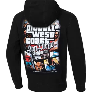 Black Pitbull Most Wanted Hoodie displayed on a white background.