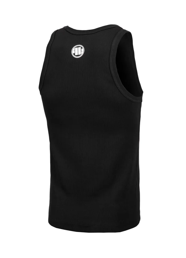 Pitbull Rib Boxing Tank Top Black 1 A man wearing a 'Pitbull Rib Boxing Tank Top' in black color