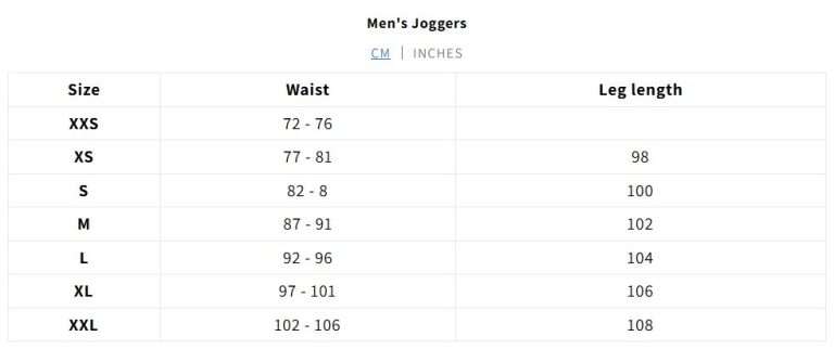 Size chart