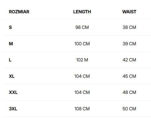 Size chart