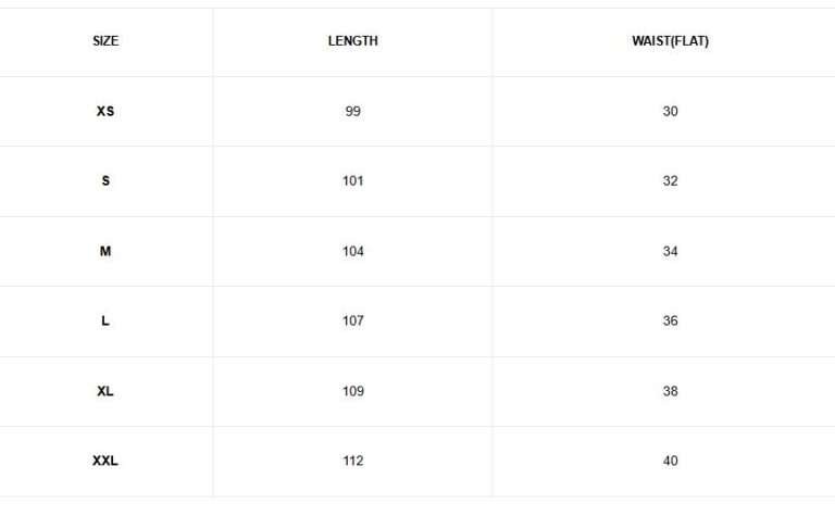 Size chart
