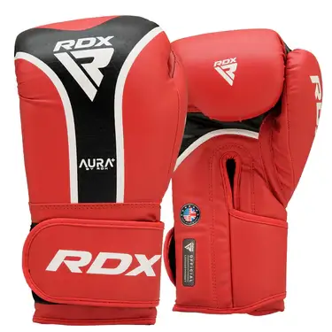 Pair of RDX Boxing Gloves Aura Plus T-17 on white background