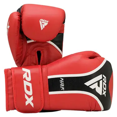 RDX Boxing Gloves Aura Plus T-17 in black and gold color