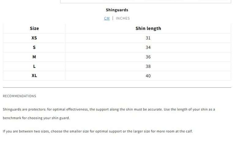 Size chart