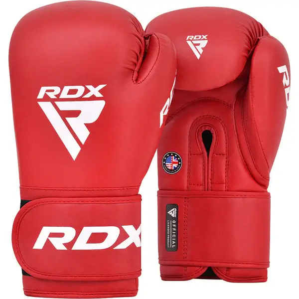 RDX IBA Approved Amateur Competition Boxing Gloves in red and black.