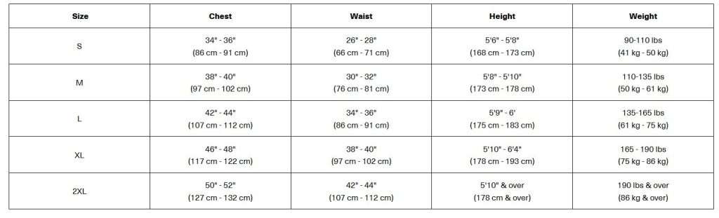 Size chart