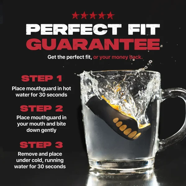 Safejawz Extro Series Goldie Mouth Guard Black Gold 2 Image of Safejawz Extro Series Goldie Mouth Guard, ideal for sports and physical activities.