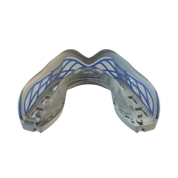Safejawz Nitro Sports Mouth Guard White Blue 2 Close up of Safejawz Nitro Sports Mouth Guard