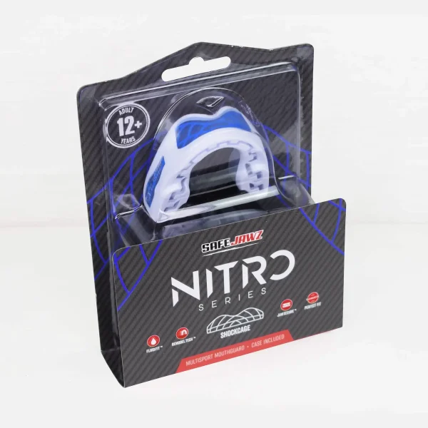 Safejawz Nitro Sports Mouth Guard White Blue 5 Safejawz Nitro Sports Mouth Guard in turquoise blue color