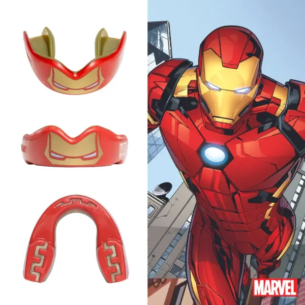 Close-up image of the Safejawz x Marvel Iron-man Mouthguard