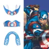 Superhero inspired 'Safejawz x Marvel Ortho Captain America Mouthguard' for sports safety.
