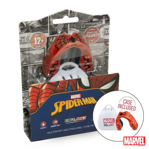 An image of Safejawz x Marvel Ortho Spider-Man Mouthguard, showcasing the product design and features.
