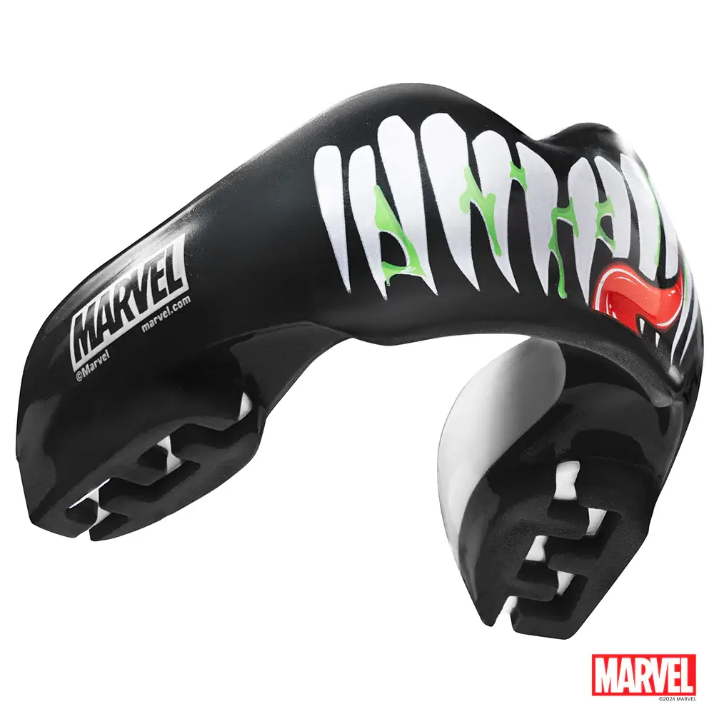 A protective mouthpiece, the 'Safejawz x Marvel Ortho Venom Mouthguard'.