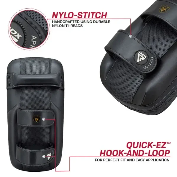 A pair of RDX T-17 Aura Plus Kick Pads in high-definition