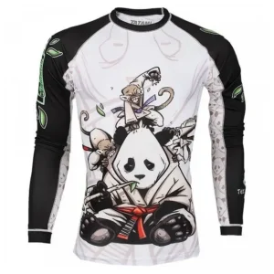 Man wearing Tatami Fightwear Gentle Panda Rash Guard for martial arts training