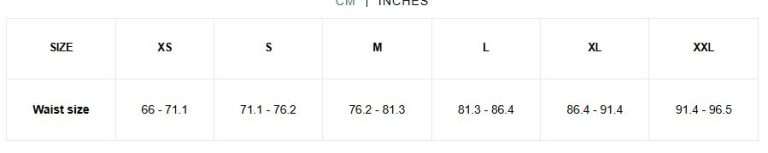 Size chart