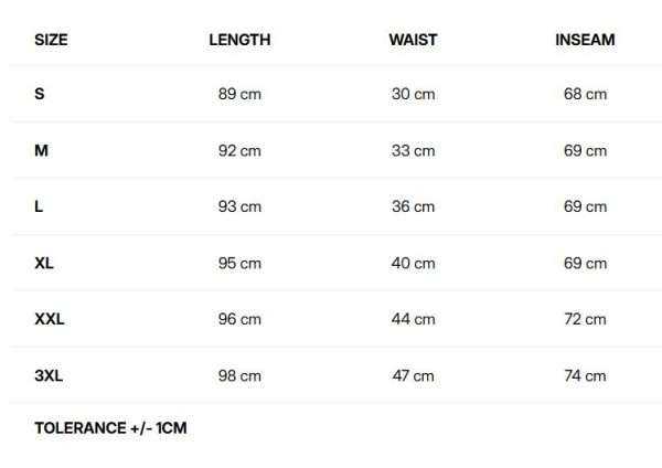 Size chart