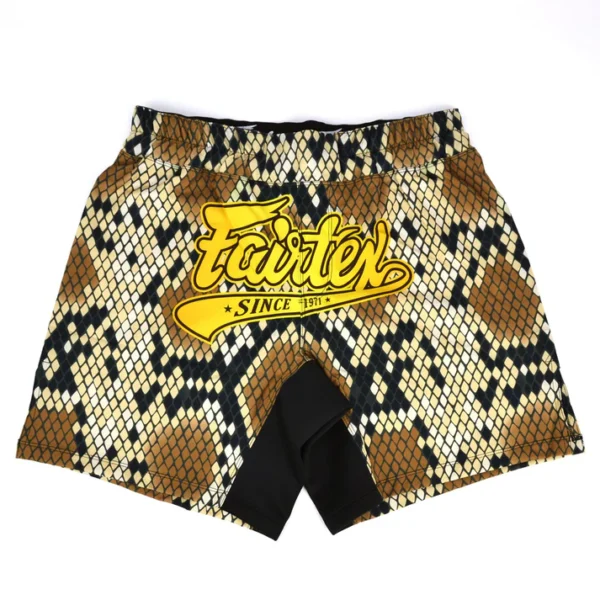 Fairtex MMA Board Shorts Snake Diamond Shell AB19 in Sand/Black - product image
