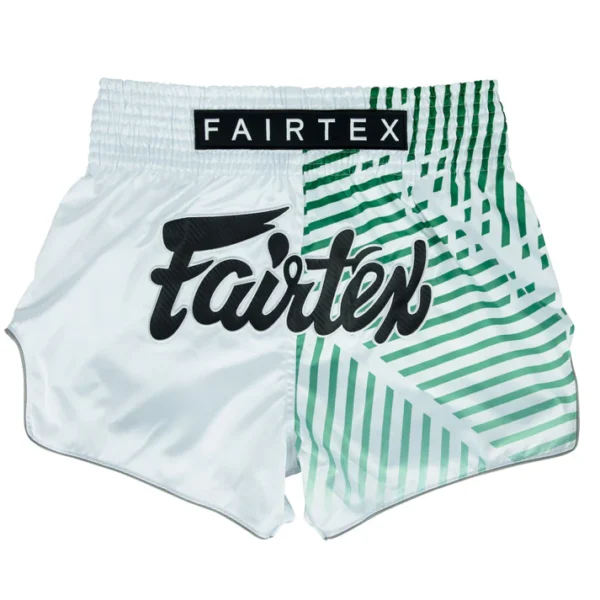 Fairtex Racer Muay Thai Shorts in White/Green - product image