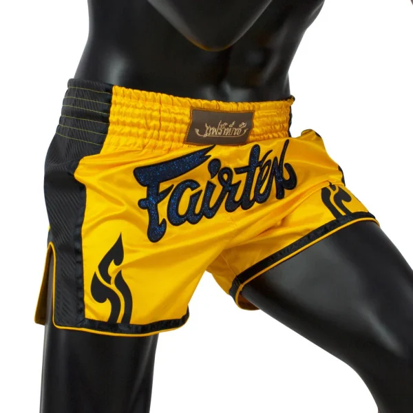 Fairtex BS1701 Muay Thai Shorts - Yellow in Yellow — folded layout