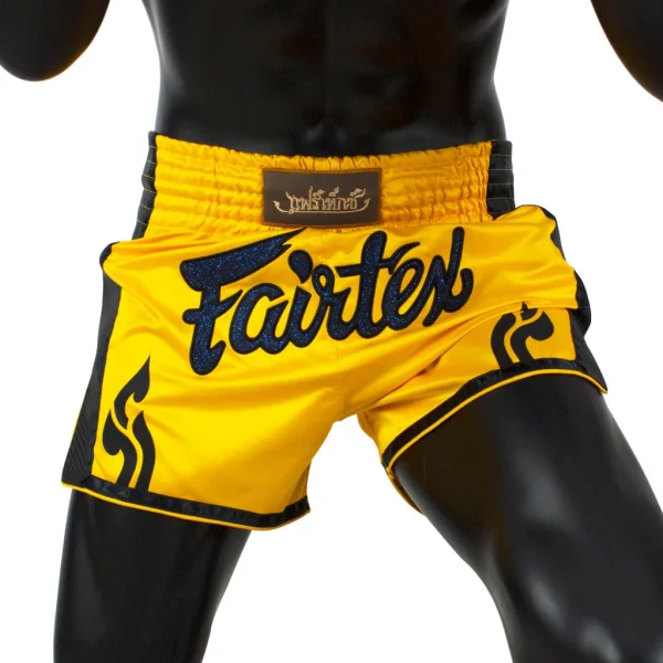 Fairtex BS1701 Muay Thai Shorts - Yellow in Yellow — back view