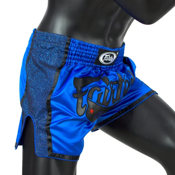 Fairtex BS1702 Muay Thai Shorts - Blue in Blue — waistband detail